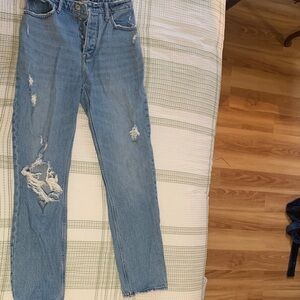 Abercrombie & Fitch High Rise Light Blue Distressed Jeans